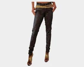 45 Tuscan Sun Metallic Animal Print Vegan-Leather jeans - The Milano