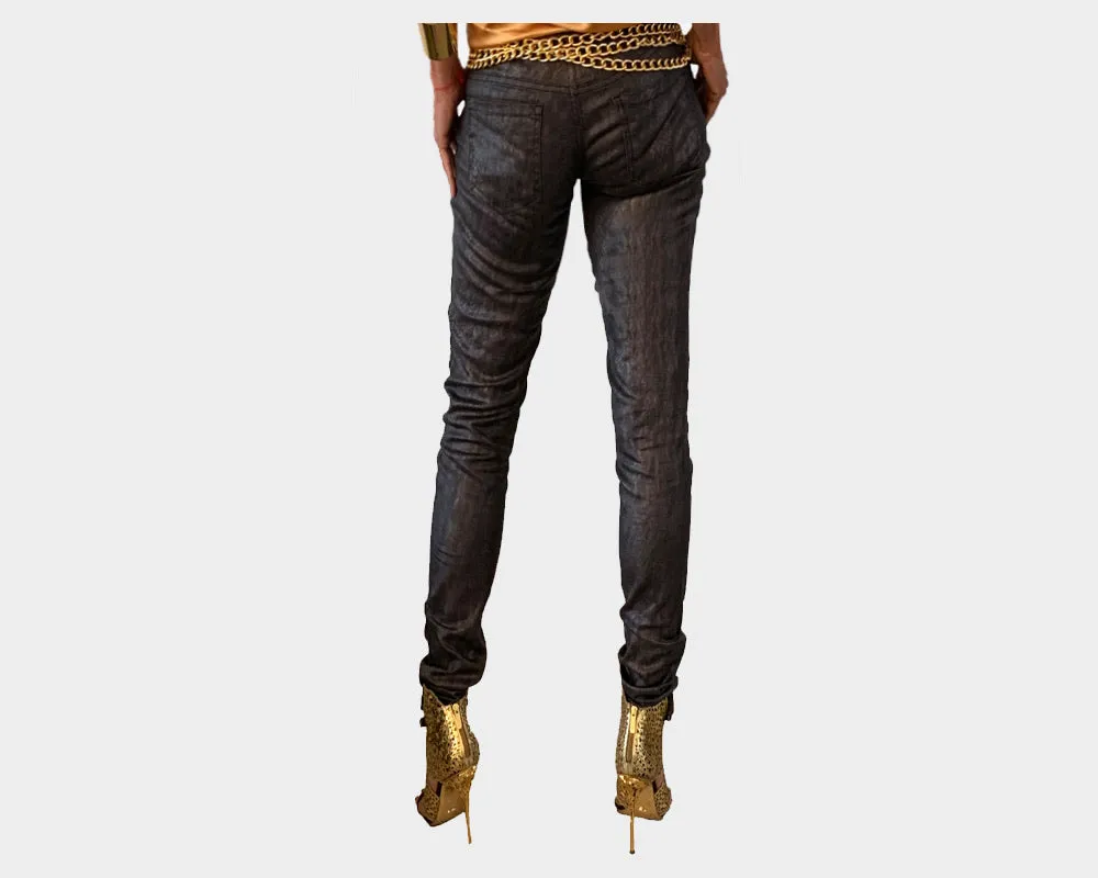 45 Tuscan Sun Metallic Animal Print Vegan-Leather jeans - The Milano