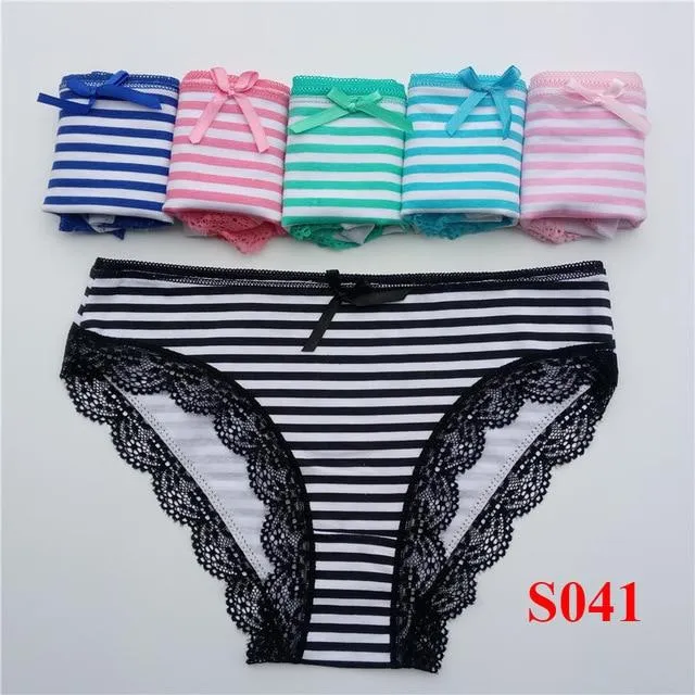 5 Pcs Women's Cotton Sexy Lace Panties Underwear Everyday Briefs