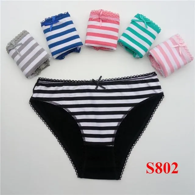 5 Pcs Women's Cotton Sexy Lace Panties Underwear Everyday Briefs