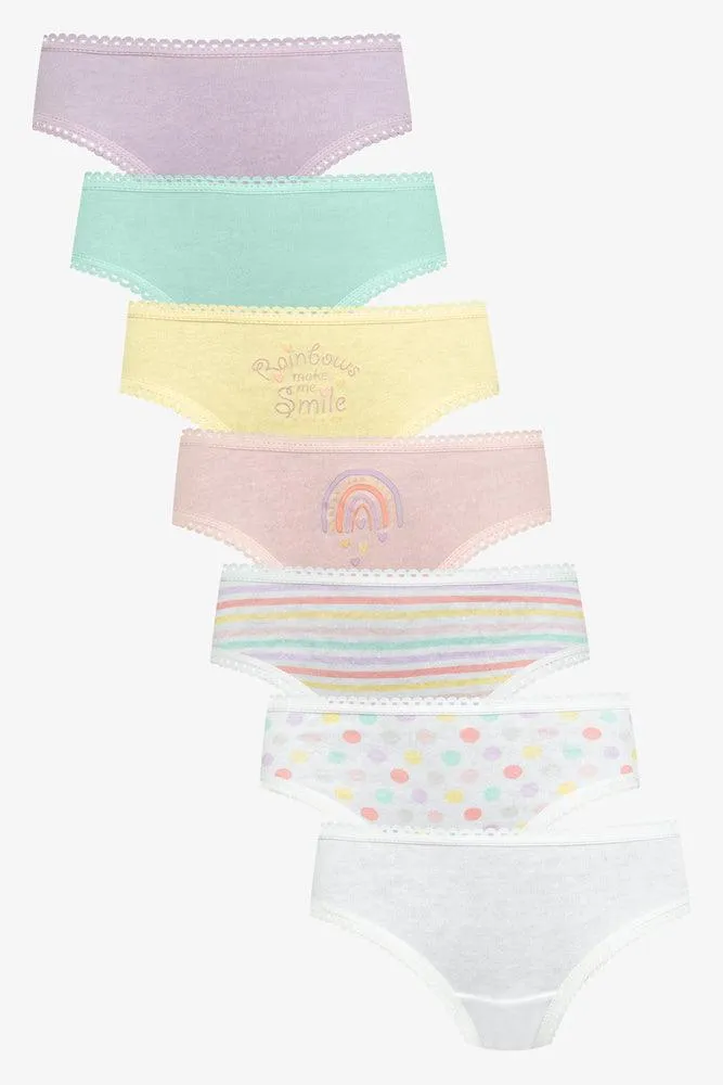 7 Pack Rainbow Printed Bikini Panties Multi