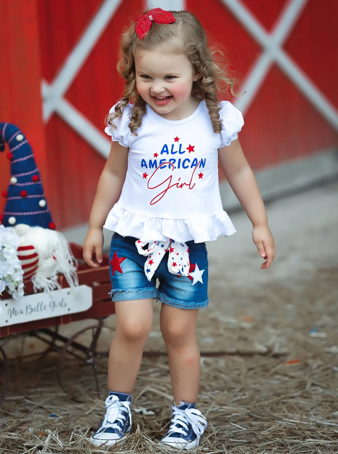 All American Girl Star Denim Short Set