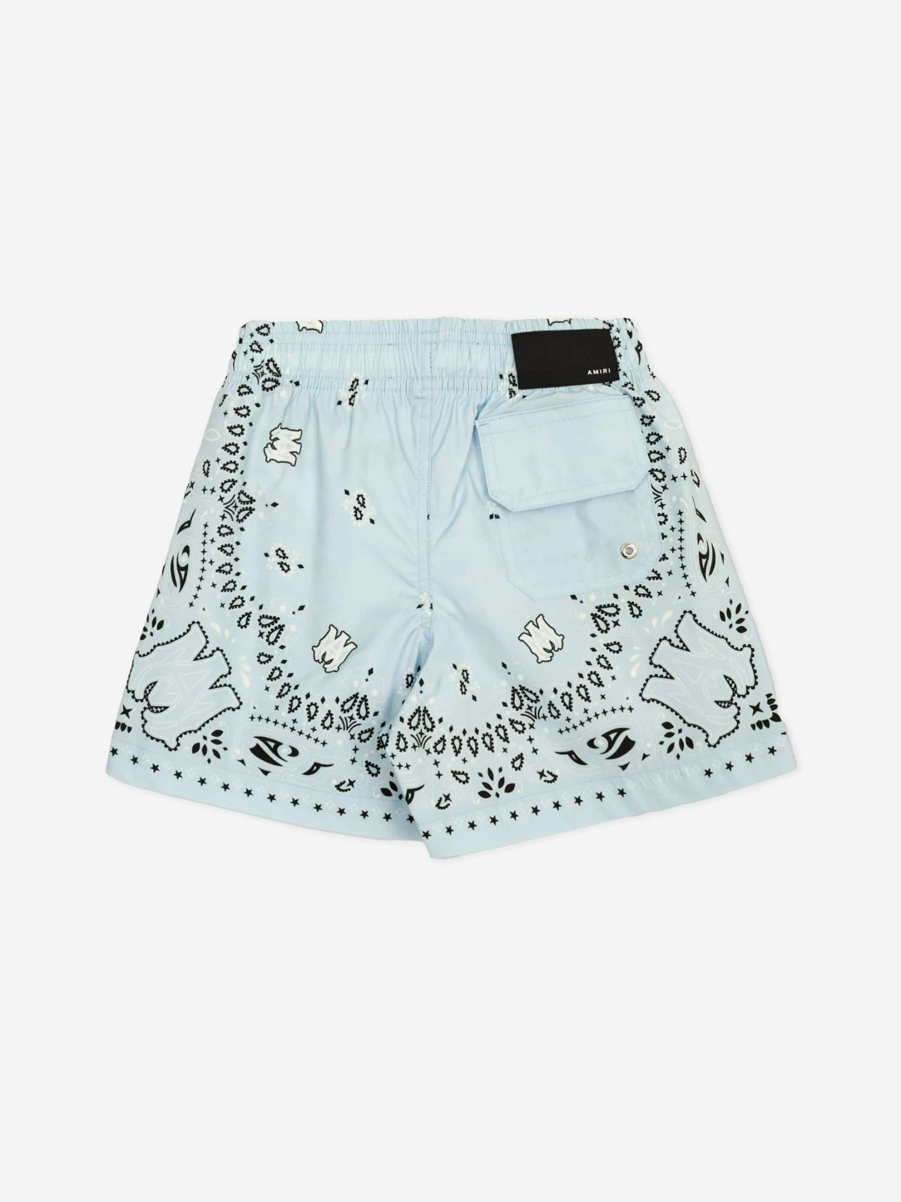 Amiri Boys Bandana Swim Trunks in Blue