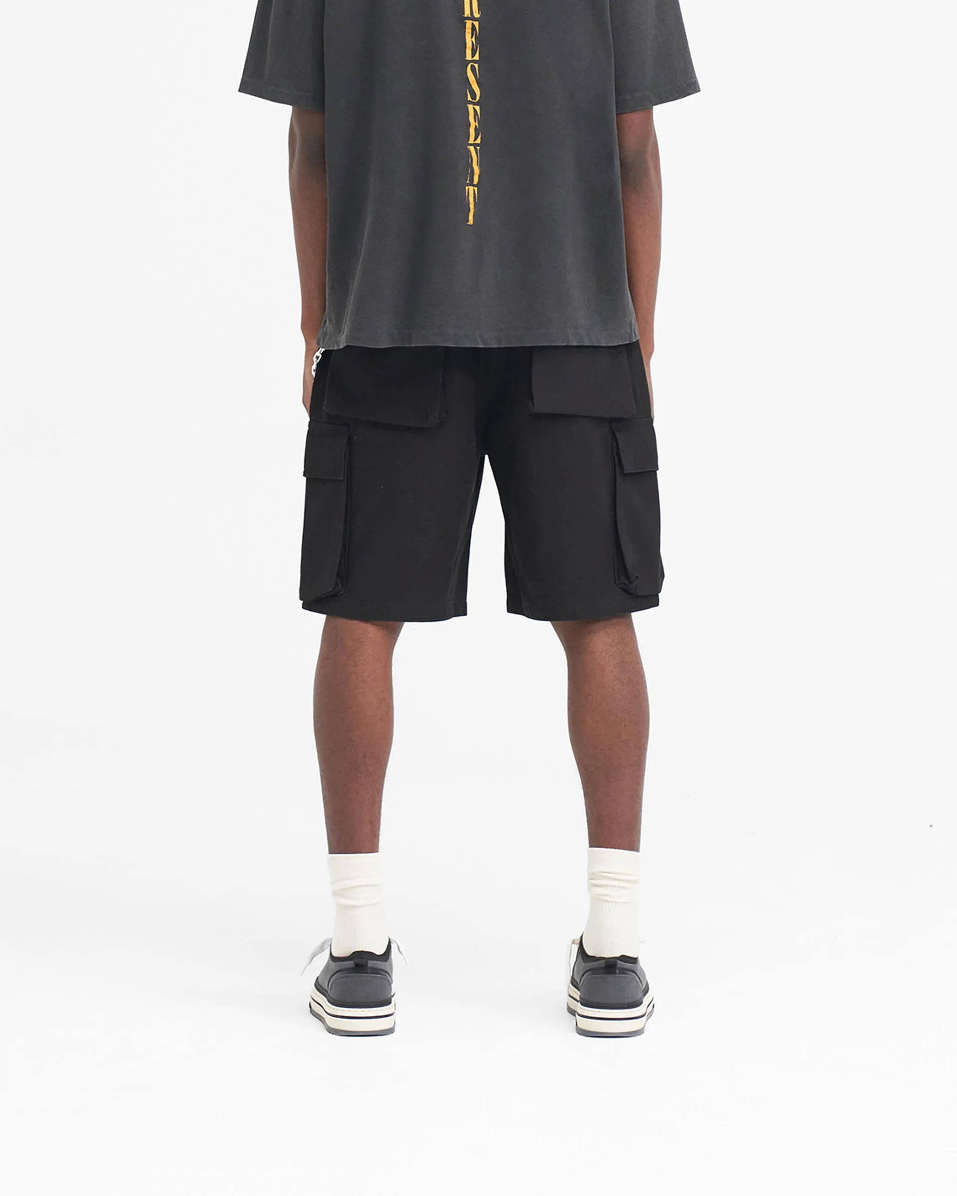 Baggy Cotton Cargo Short - Black