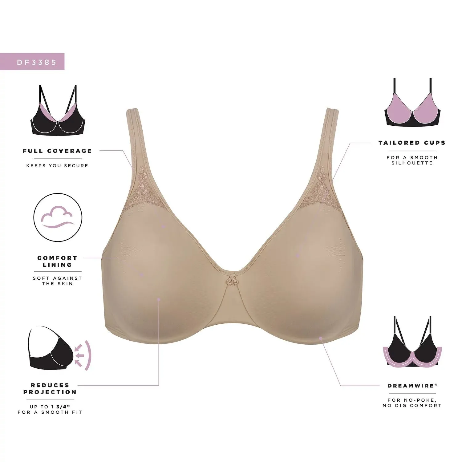 Bali Passion For Comfort Full Figure Underwire Bra 3385 Bali