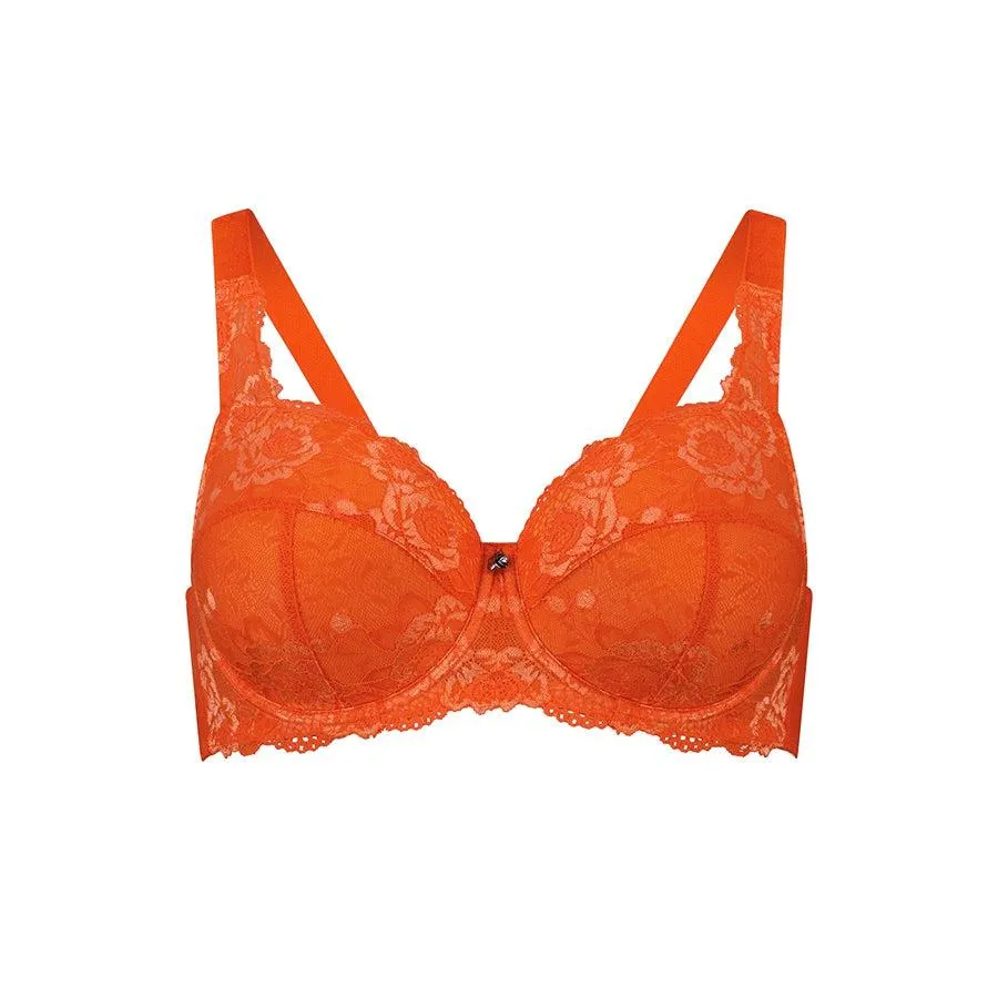 Bella Rosa Lace Padded Full Cup Bra - Salsa