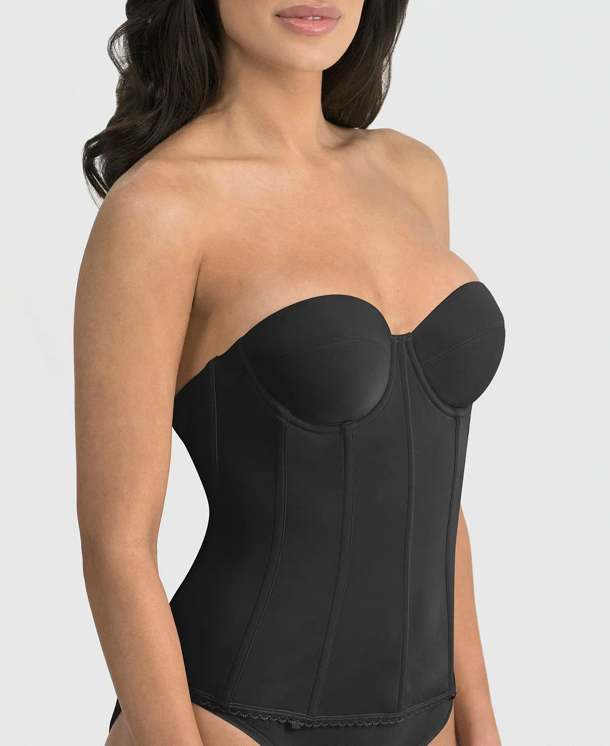 Brianna Strapless Longline Bra with Low Back, 8980 Dominique, Black