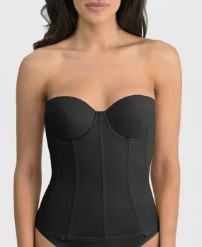 Brianna Strapless Longline Bra with Low Back, 8980 Dominique, Black