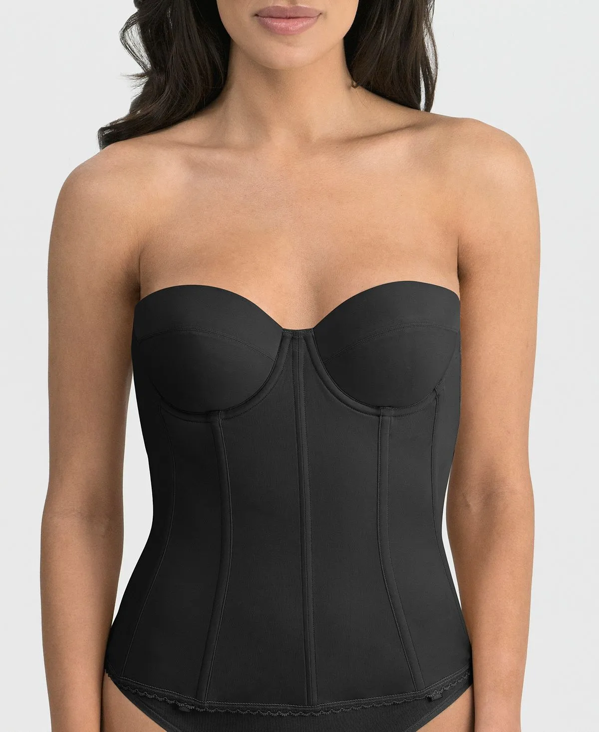 Brianna Strapless Longline Bra with Low Back, 8980 Dominique, Black