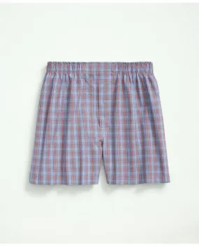 Brooks Brothers Men's Cotton Broadcloth Tartan Boxers Light Blue