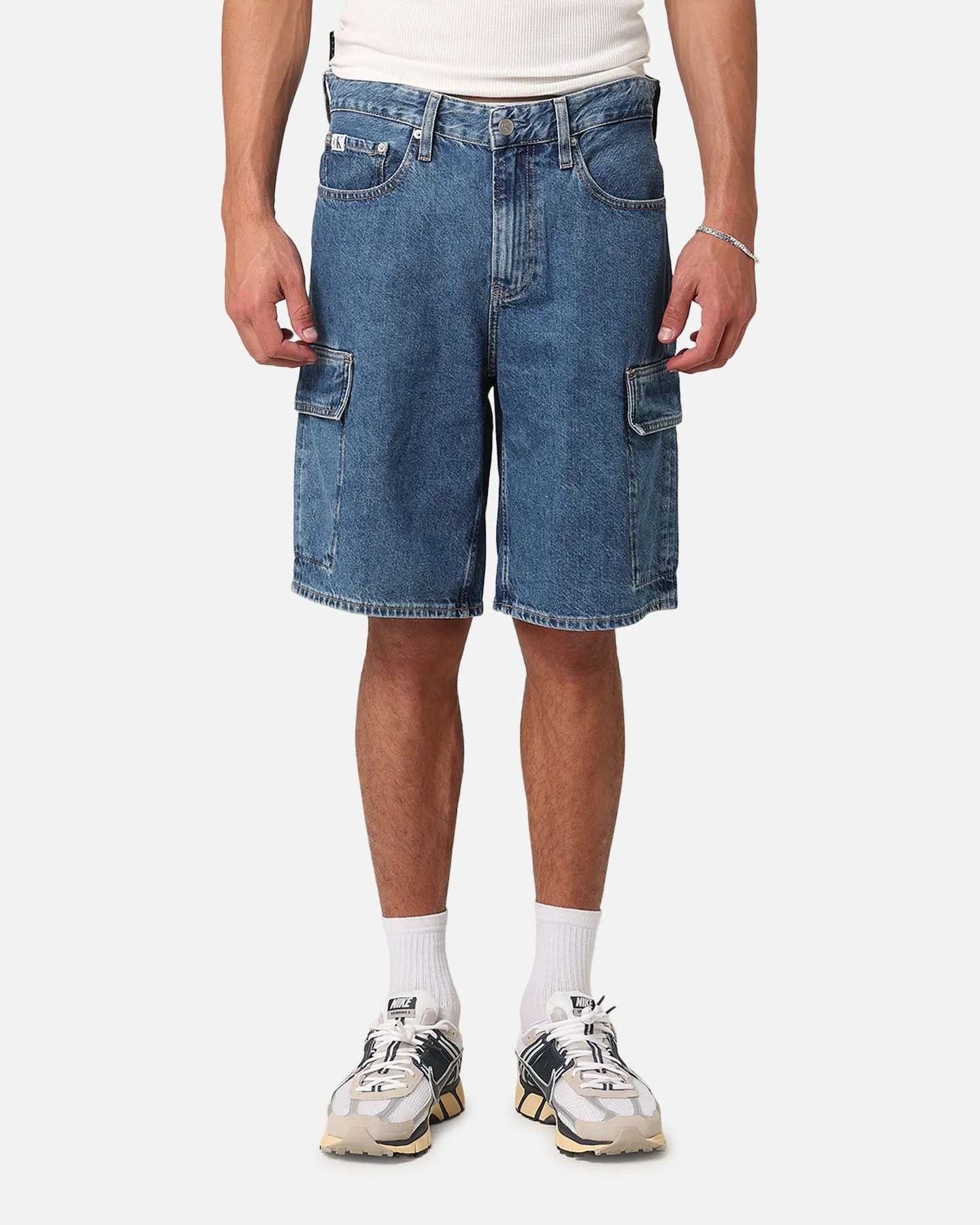 Calvin Klein 90's Loose Denim Cargo Short Stone Mid Blue