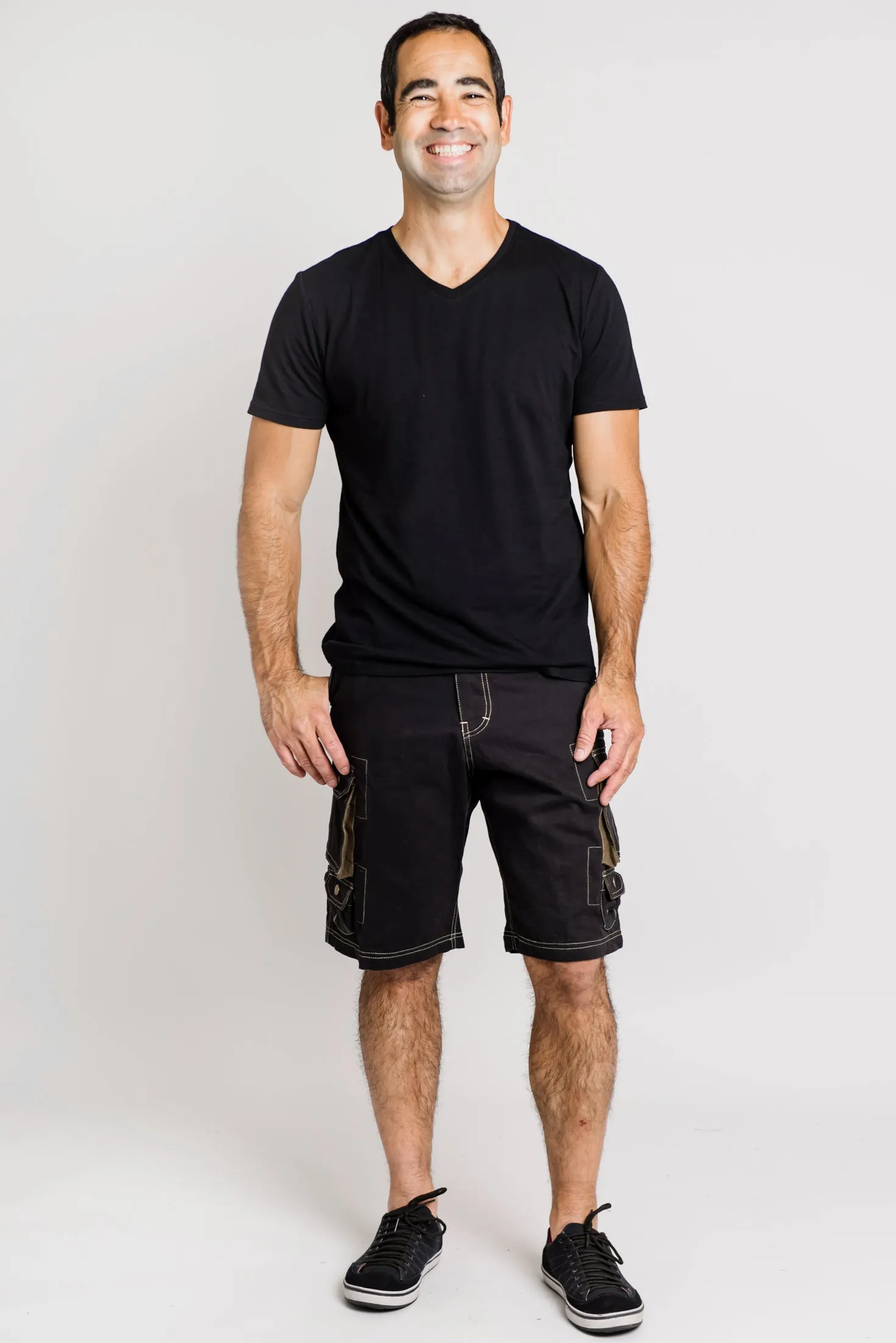 Cargo Shorts, Black, Cotton