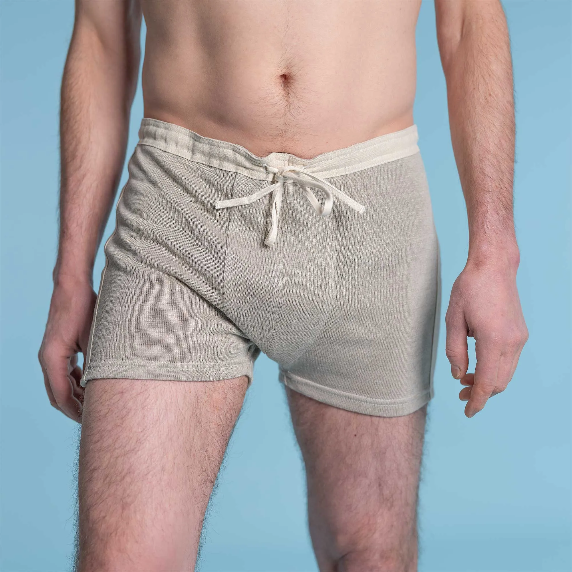 DAYTONA Elastic-free 100% Organic Hemp Knit Drawstring Boxers (OC Thread, Plastic-free, Latex-Free, Polyester-free; 100% Biodegradable)