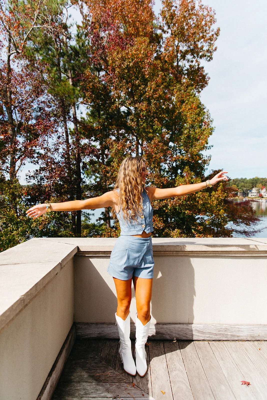 Denim Patch Shorts - Blue