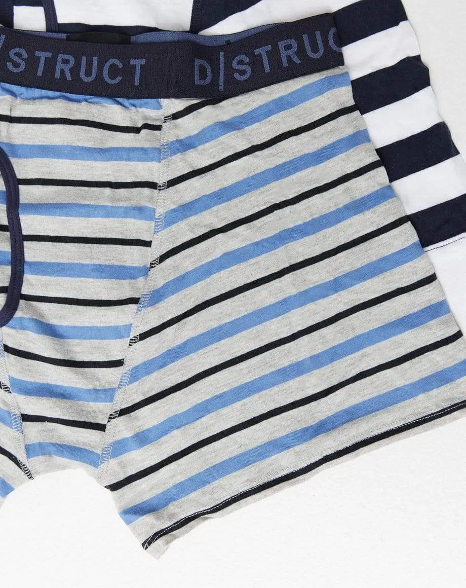 DUMONDA MEN'S TWO PACK STRIPE BOXERS | BLUE