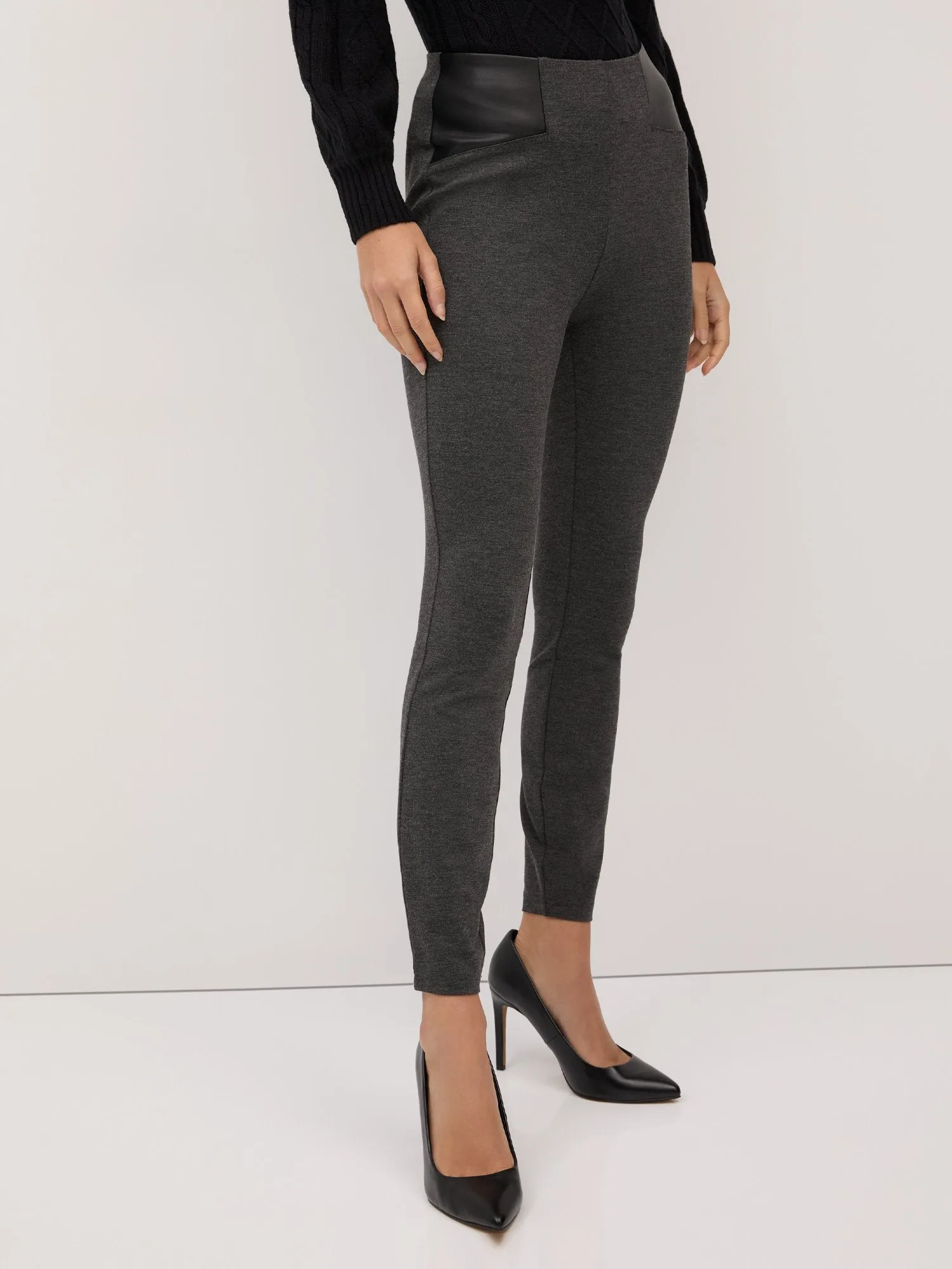 Faux-Leather Inset Legging