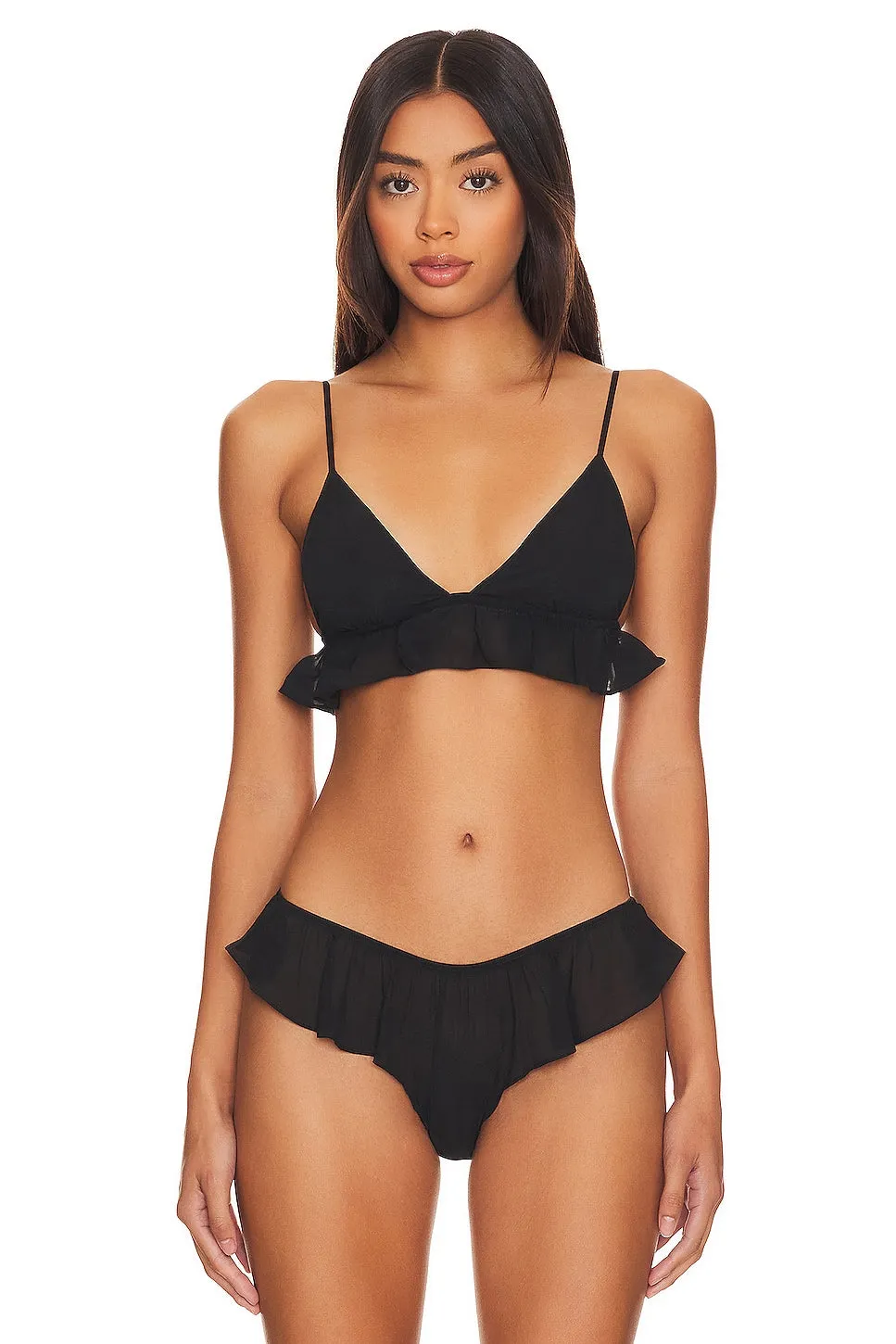 Fleur du mal Luxe Flutter Triangle bra, black