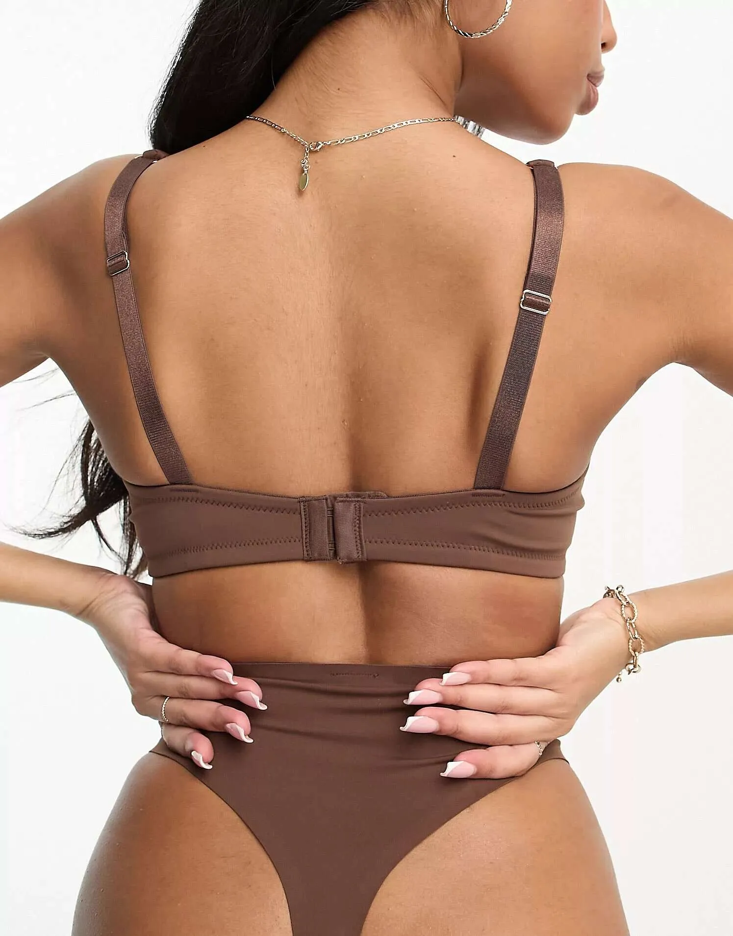 Fuller Bust Marina Underwire Smoothing Bra in Brown Nylon Blend Blend ASOS Fuller Bust Marina