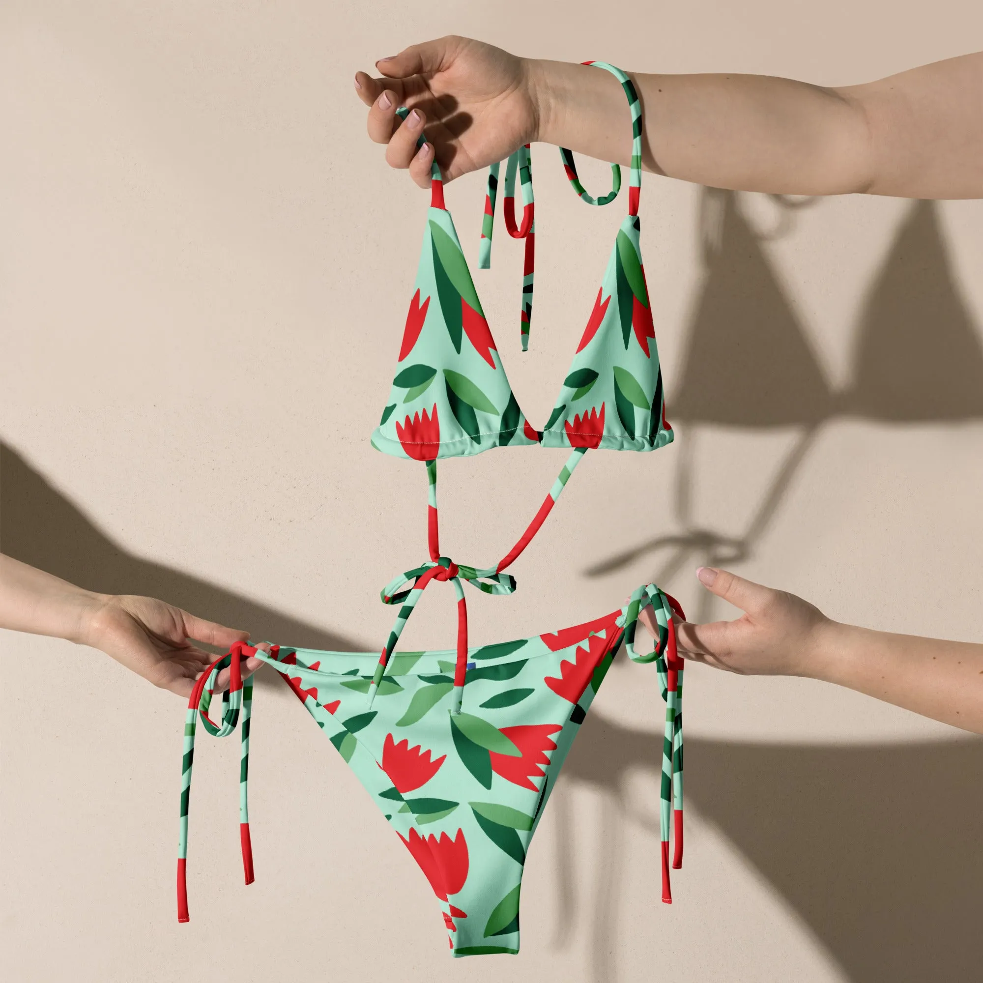 Green Watermelon Type Pattern String Bikini by Dumbbells and Hotels