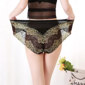 High Quality Ladies' Waist Sheer Lace Underwear With Floral Print