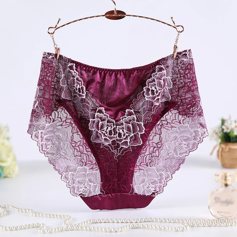 High Quality Ladies' Waist Sheer Lace Underwear With Floral Print