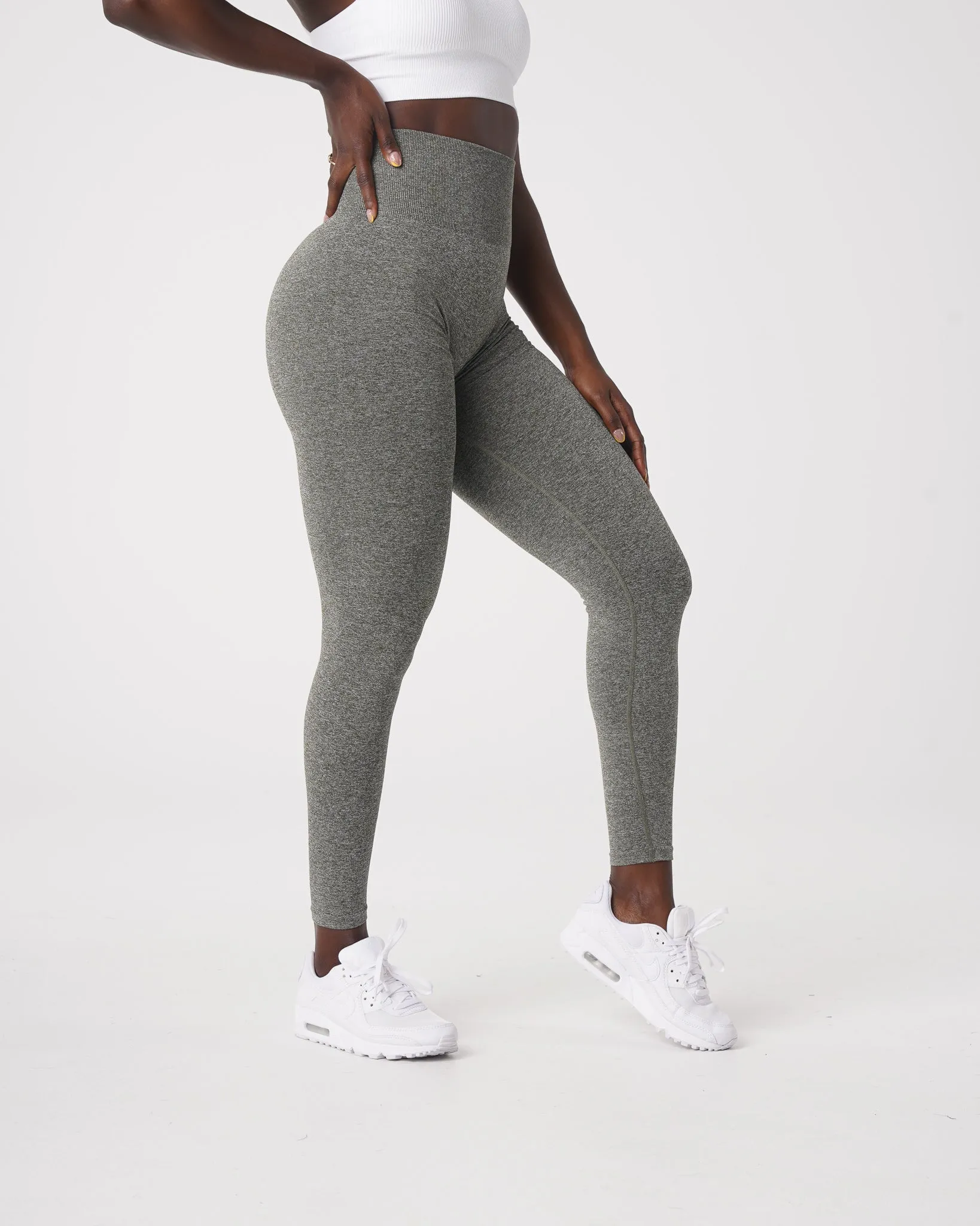 Khaki Green Scrunch Seamless Leggings