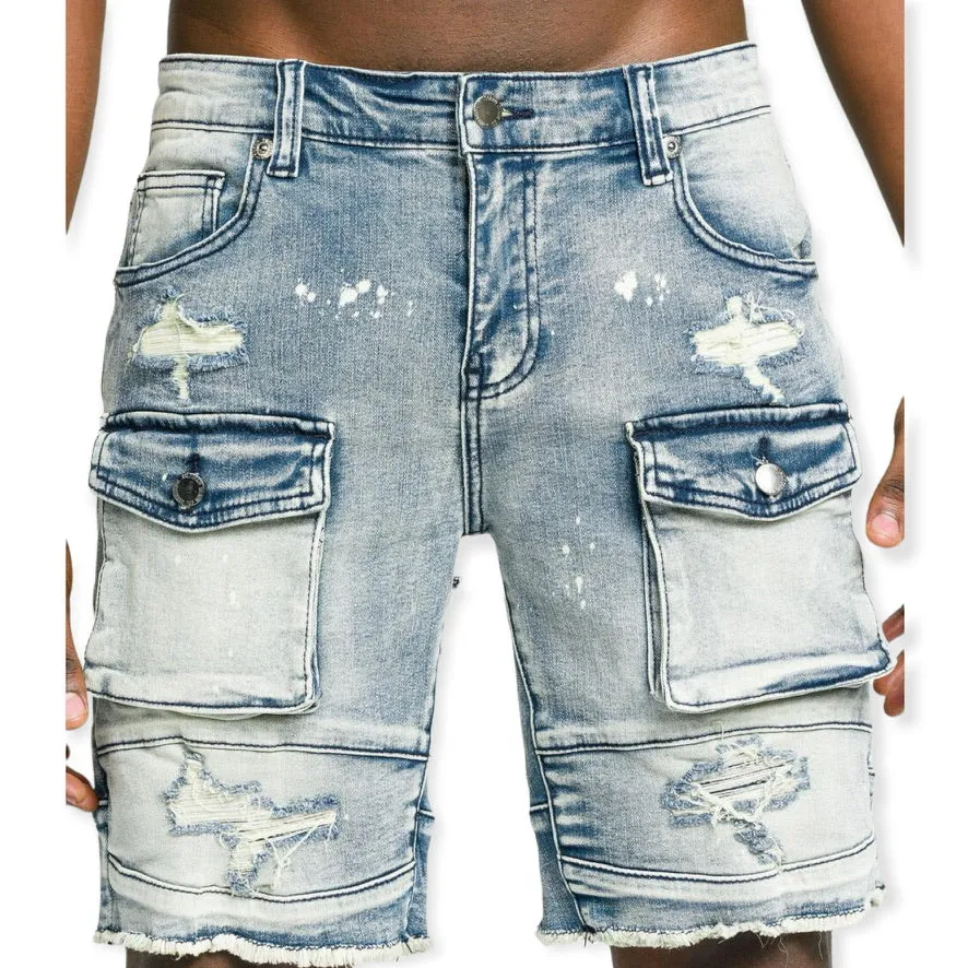 KILOGRAM: Denim Cargo Shorts KG51001