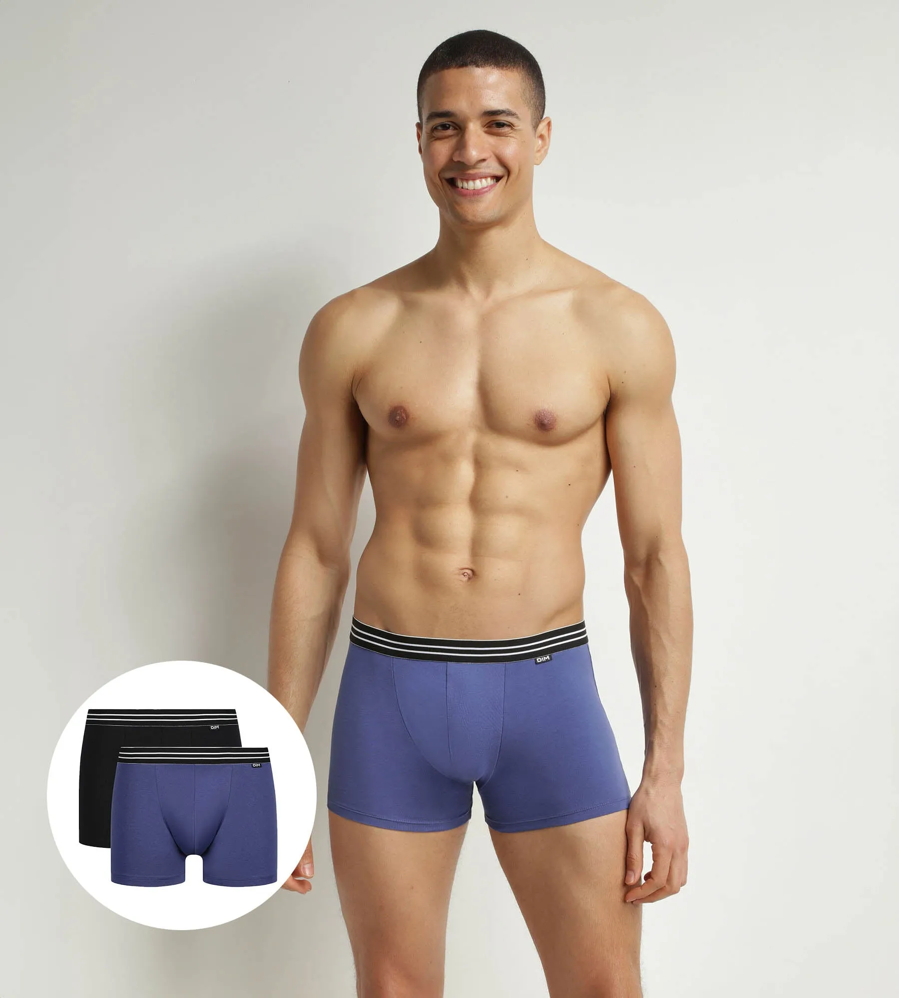 Lot de 2 boxers homme en coton stretch Bleu Turquin Noir EcoDim