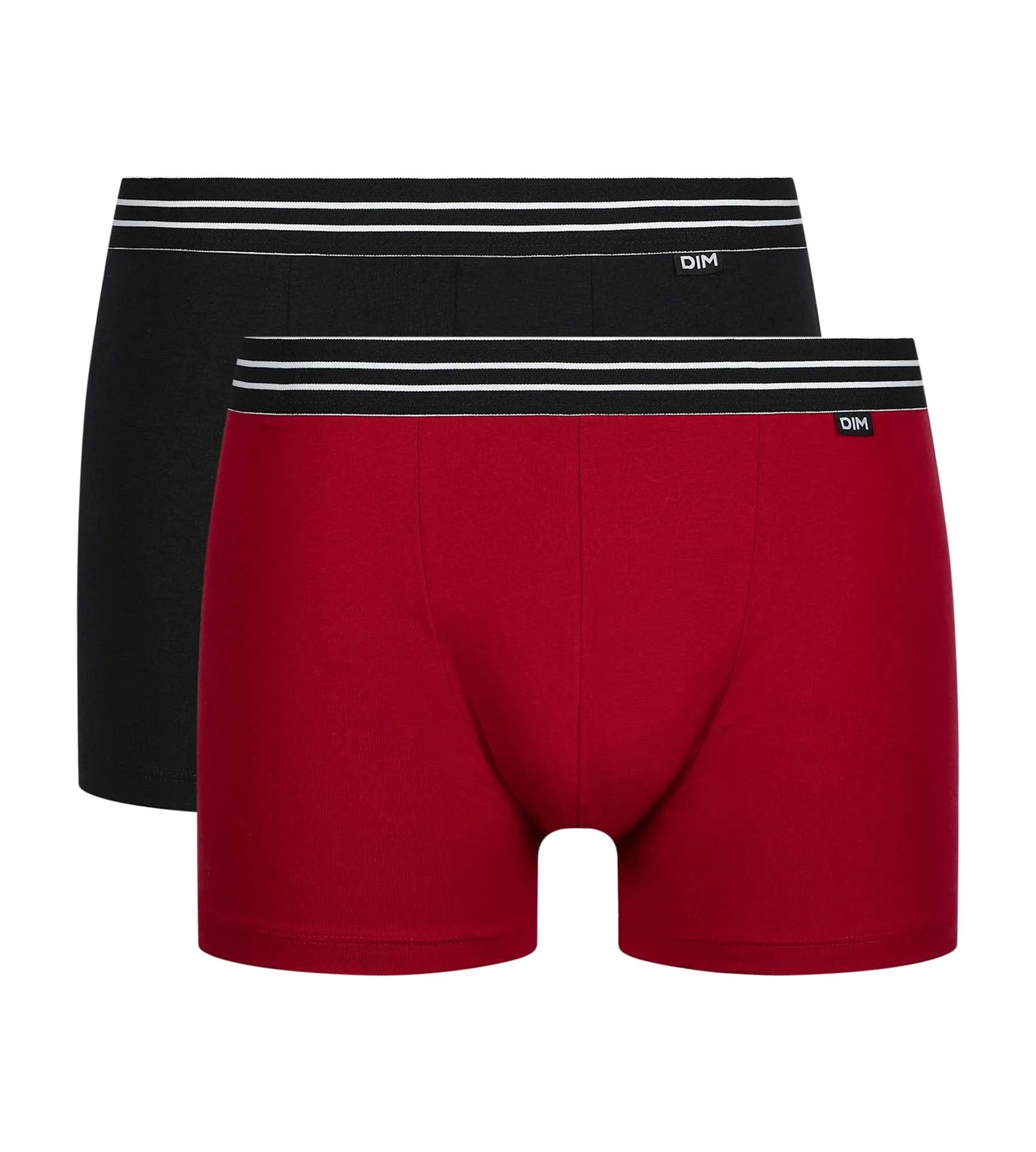 Lot de 2 boxers homme en coton stretch Rouge Carmin Noir EcoDim