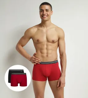 Lot de 2 boxers homme en coton stretch Rouge Carmin Noir EcoDim