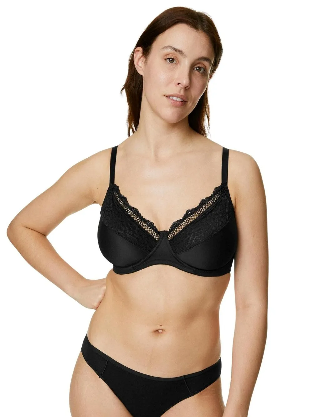 Marks & Spencer Balconette Bra, Beige/Black/White