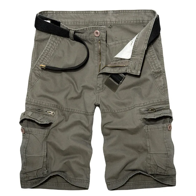 Men's Cotton Casual Multi Pocket Outdoor Cargo Shorts-038