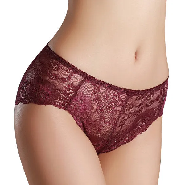 Mid Waist Criss Cross Panties Hollow Lace Underwear