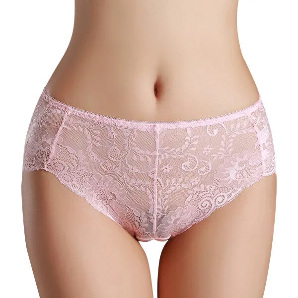 Mid Waist Criss Cross Panties Hollow Lace Underwear