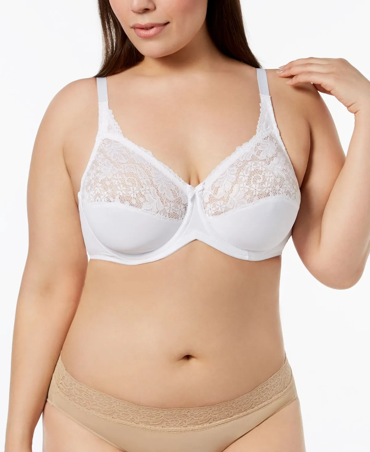 Minimizer Comfort 428 Lilyette lace underwire bra, white