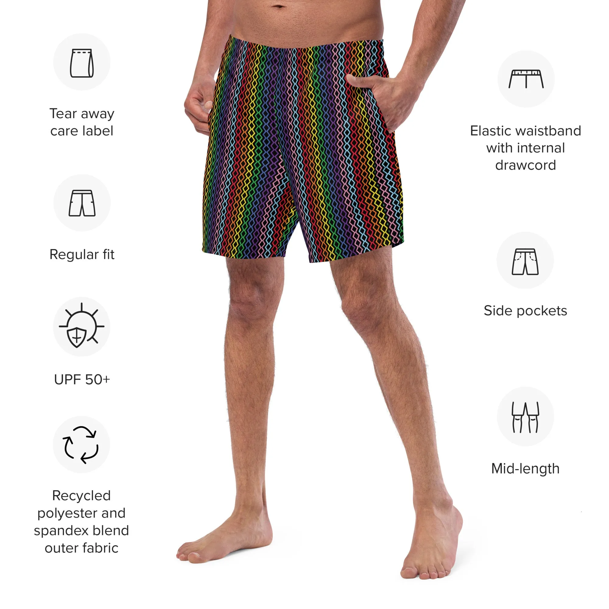 Modern Rainbow Men's Swim Trunks