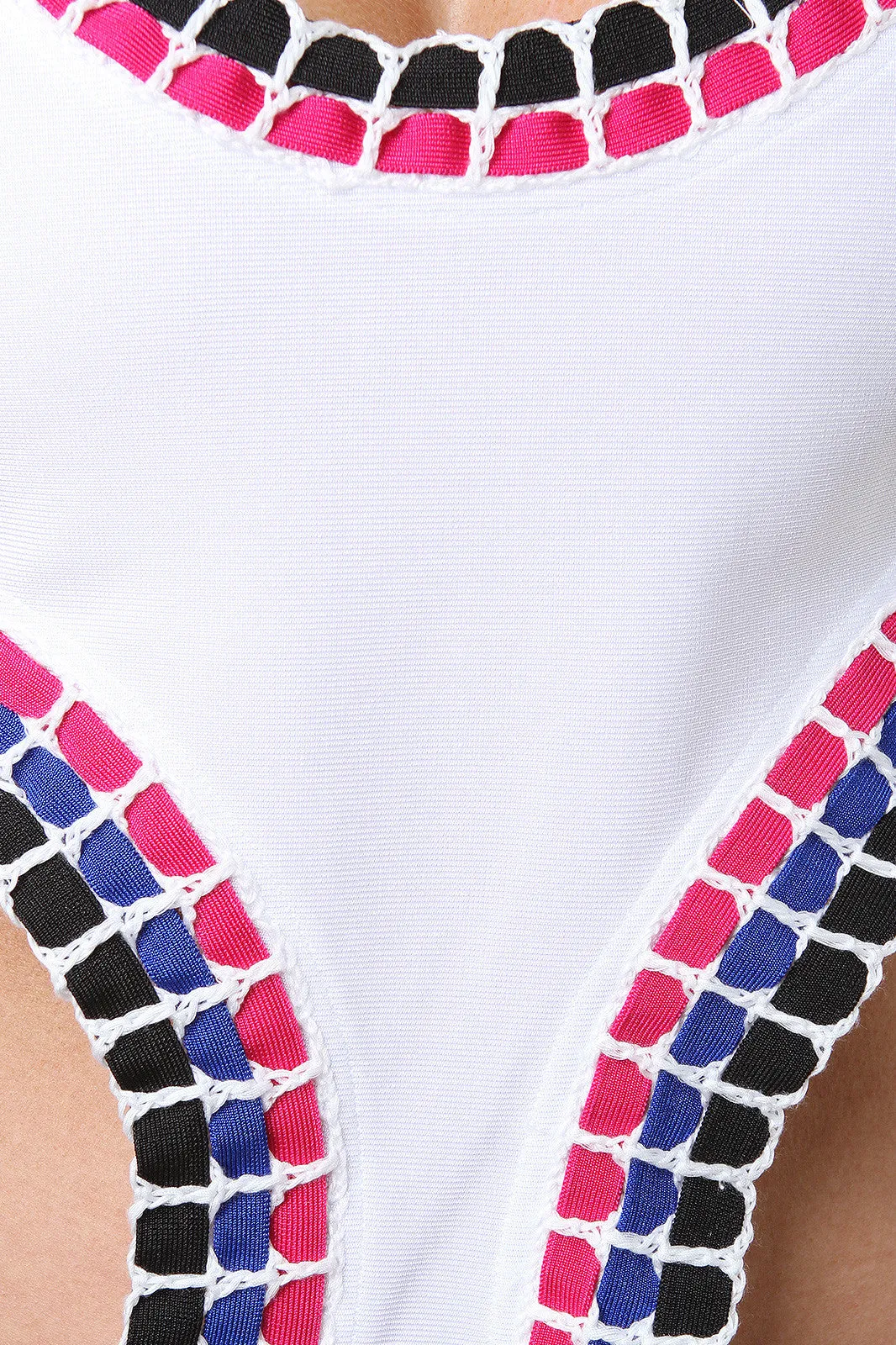 Multi-Colored Weaving Trim Monokini Swimsuit