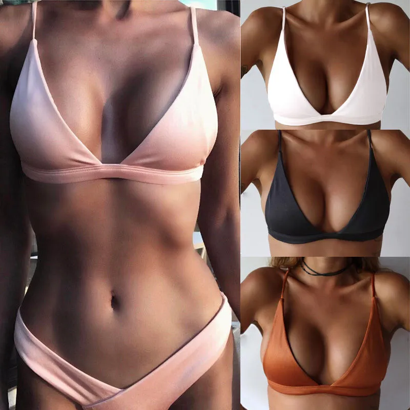 New Sexy Bikinis Women Swimsuit High Waisted Bathing Suits Swim Halter Push Up Bikini Set Padded Bra Bralette Swimwear