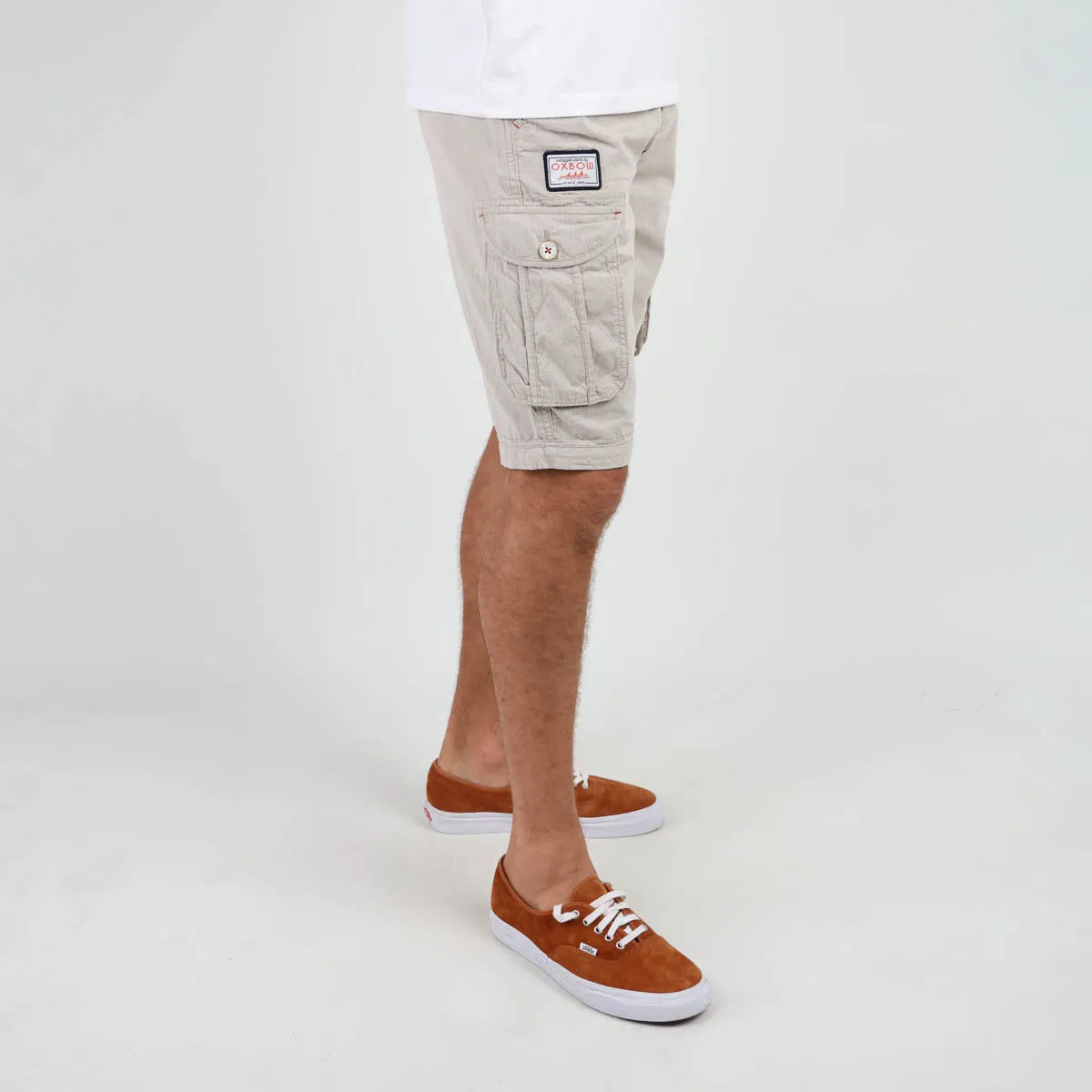 OXBOW Mens Orpek Bermuda Cotton Cargo Shorts with Belt