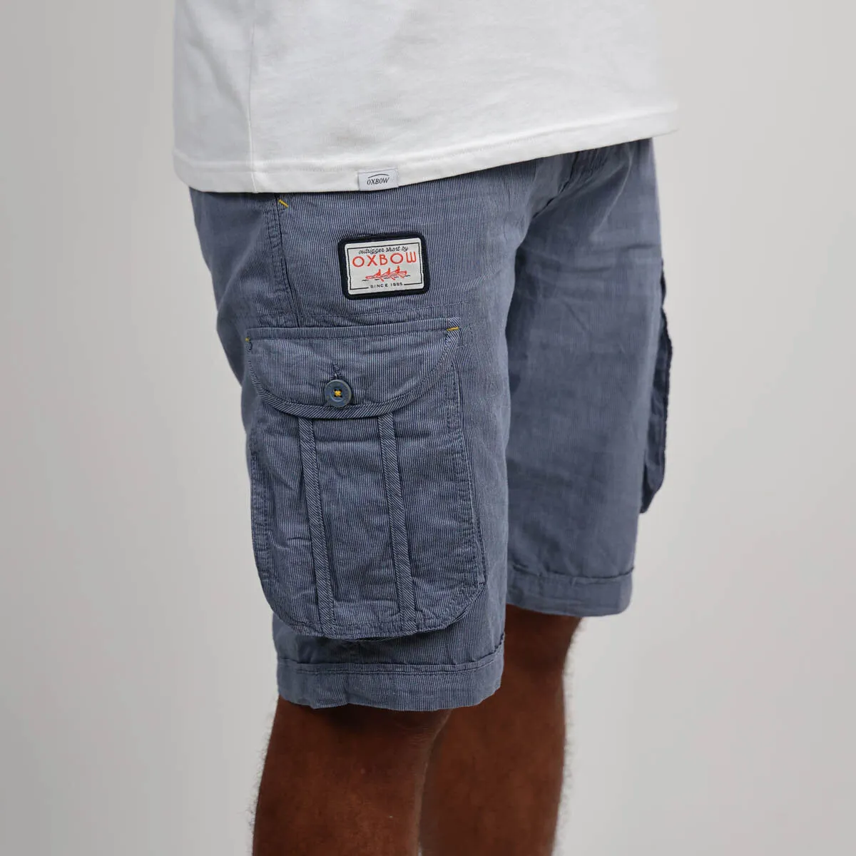 OXBOW Mens Orpek Bermuda Cotton Cargo Shorts with Belt