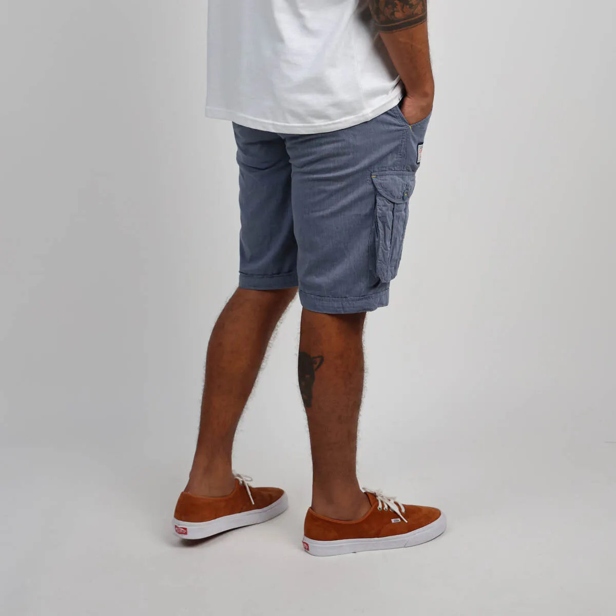 OXBOW Mens Orpek Bermuda Cotton Cargo Shorts with Belt