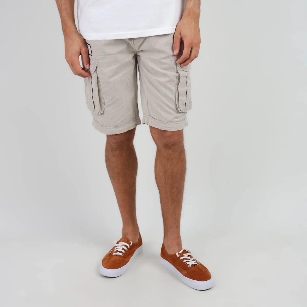 OXBOW Mens Orpek Bermuda Cotton Cargo Shorts with Belt