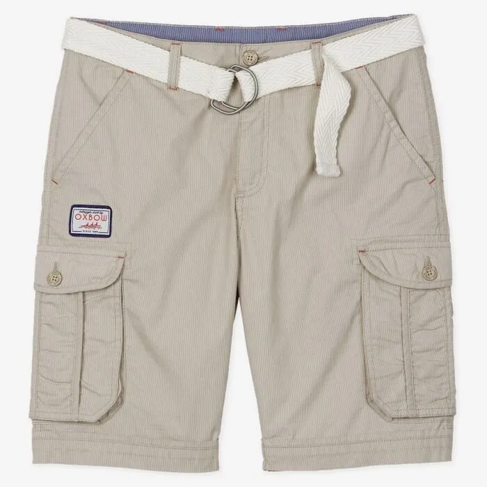 OXBOW Mens Orpek Bermuda Cotton Cargo Shorts with Belt