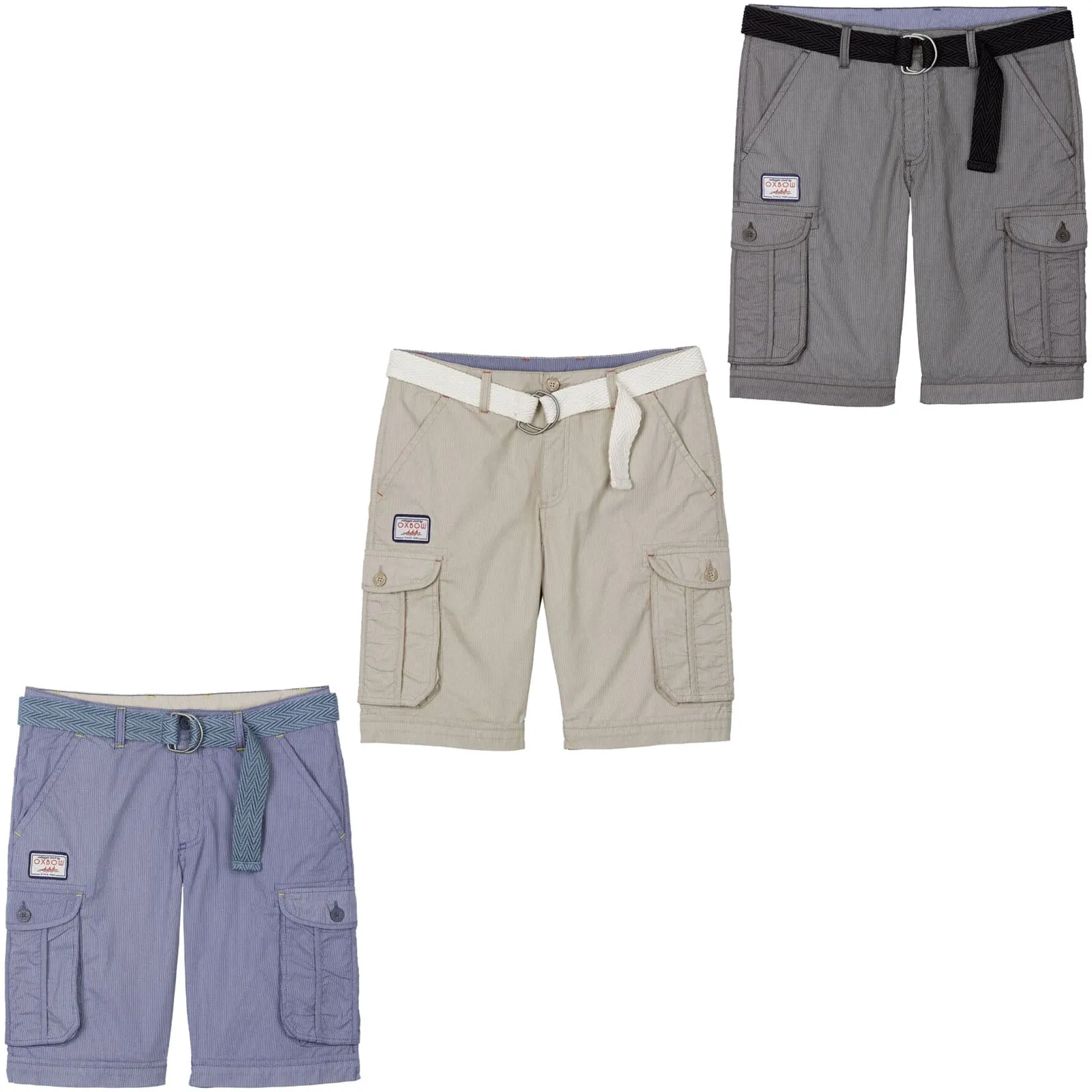 OXBOW Mens Orpek Bermuda Cotton Cargo Shorts with Belt