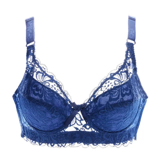 Plus Large Big Size Lace Bras For Women'S Bralette Bh Underwear Sexy Lingerie Super Push Up Brassiere Girl Minimizer Deep V