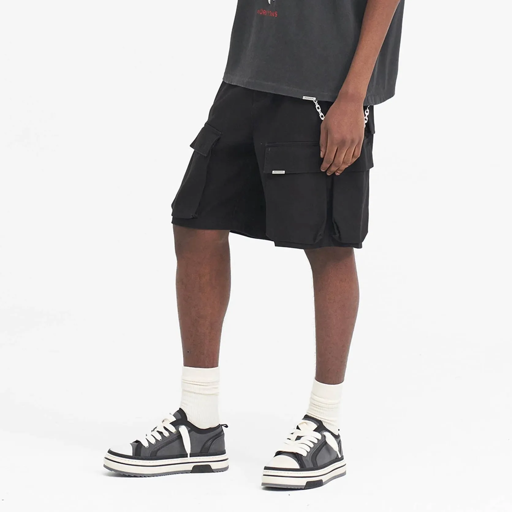 Represent Baggy Cargo Shorts Black