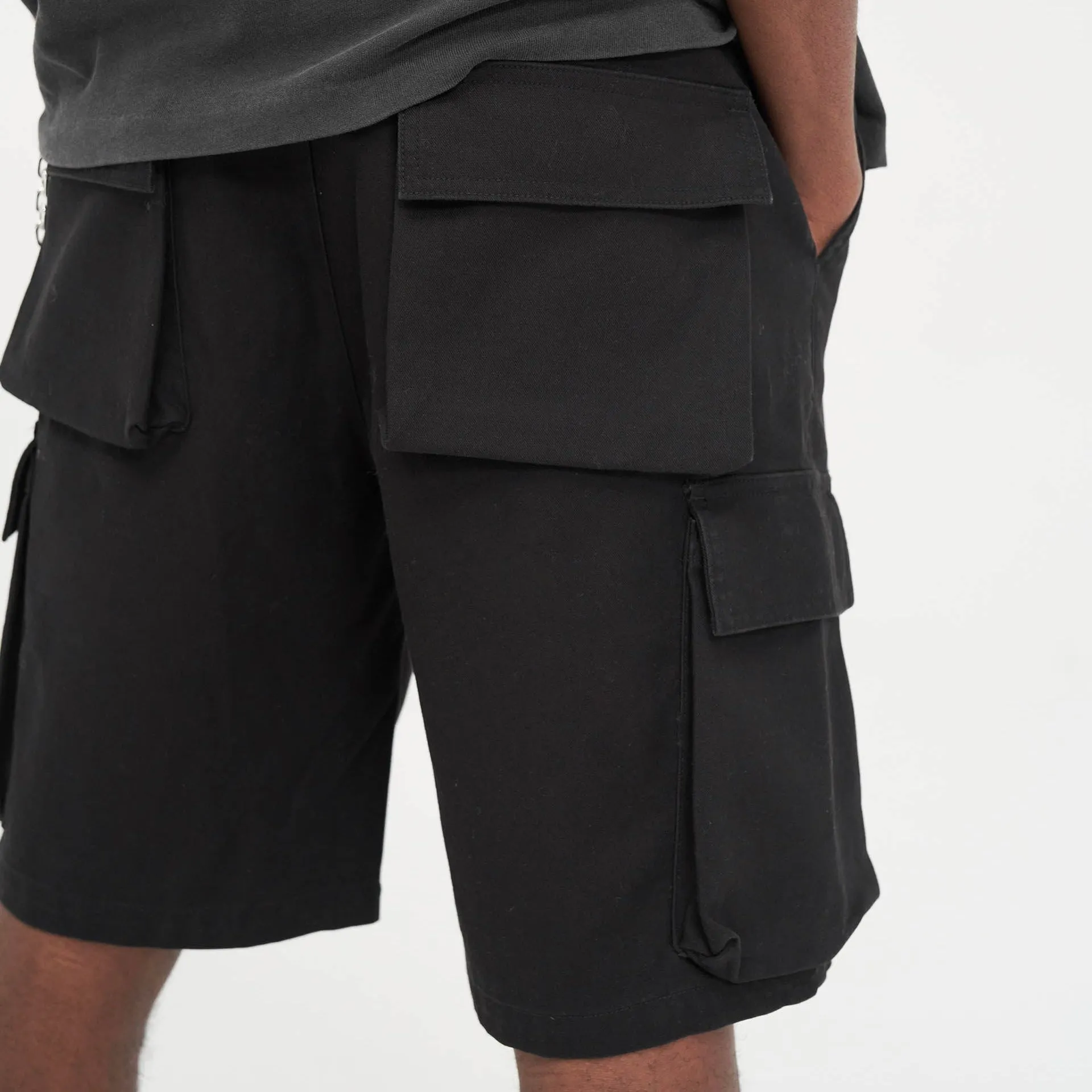 Represent Baggy Cargo Shorts Black