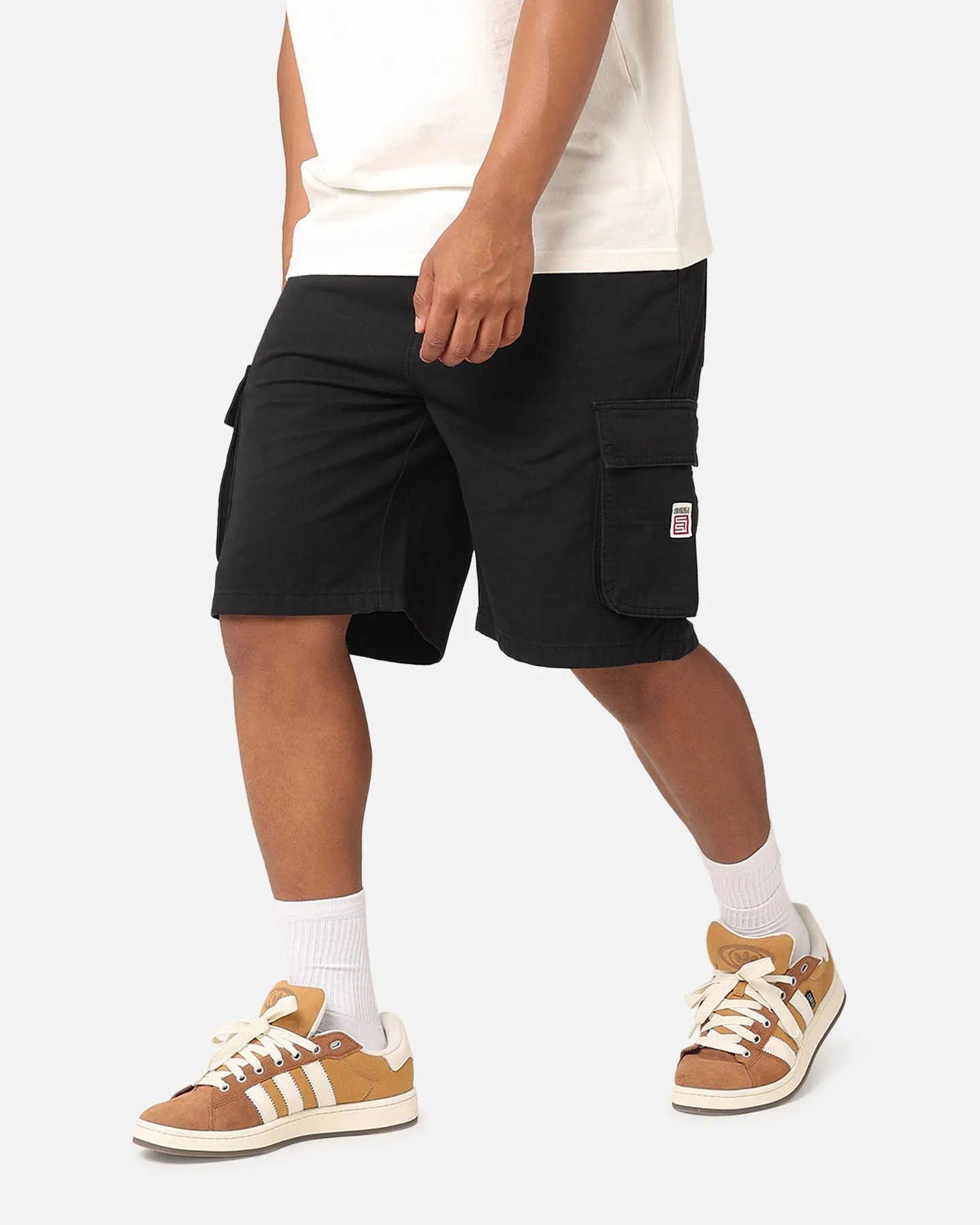 S Double Cargo Work Shorts Black