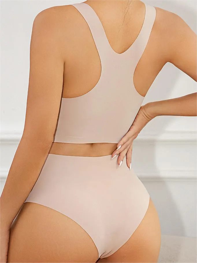 Seamless Racerback Wireless Tank Bra and Panty Set