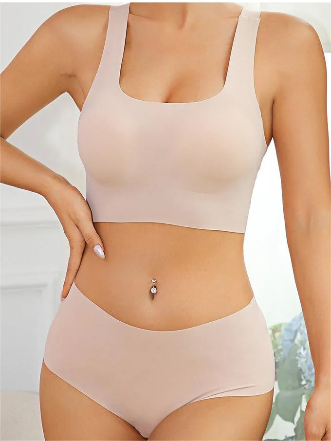 Seamless Racerback Wireless Tank Bra and Panty Set